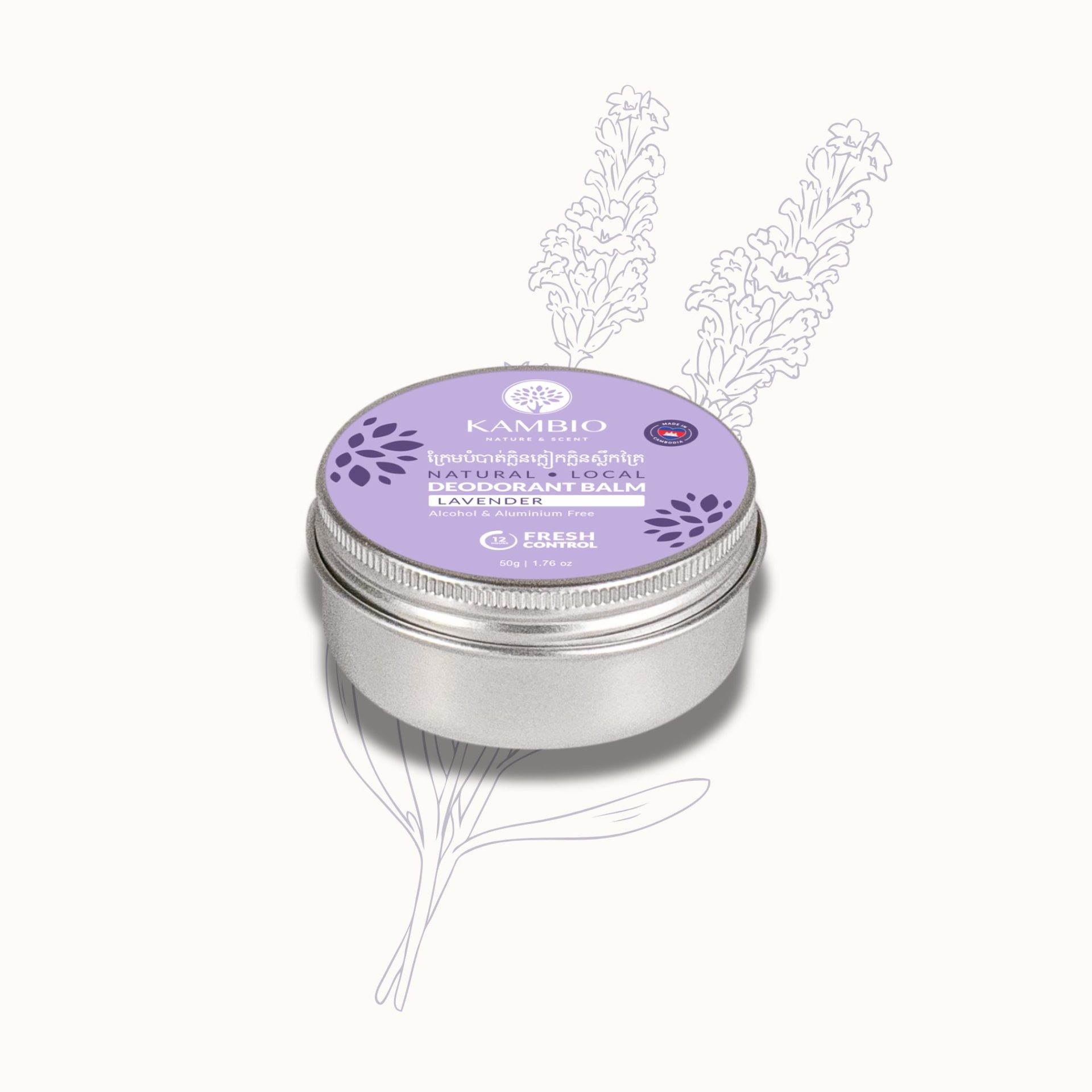 Natural deodorant cream lavender by kambio nature in aluminium container 50g