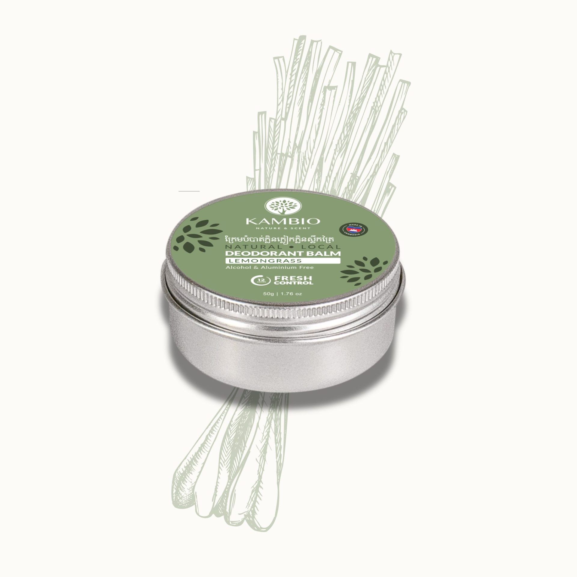 Natural deodorant cream lemongrass by kambio nature in aluminium container 50g