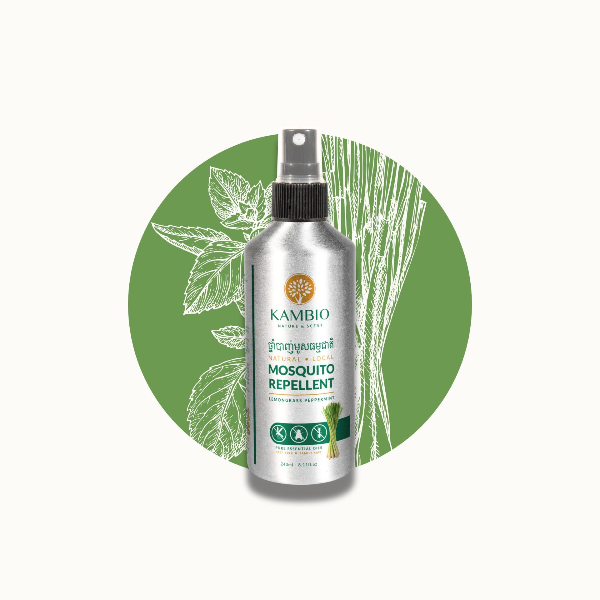 Natural mosquito repellent 240ml - kambio nature - sustainable bottle