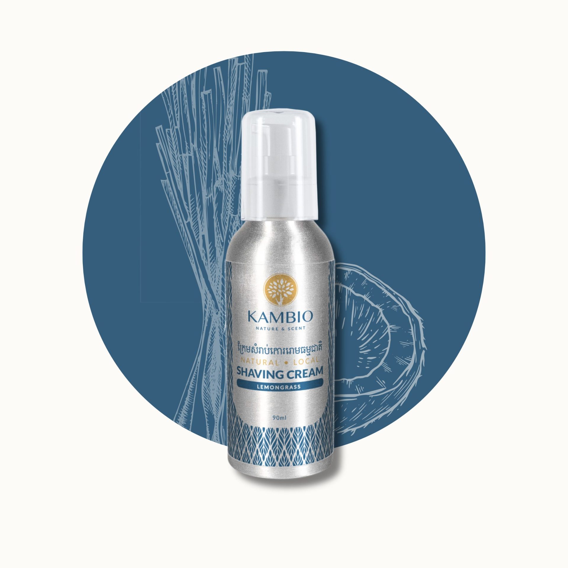 natural shaving cream 90ml in aluminum bottle kambio nature