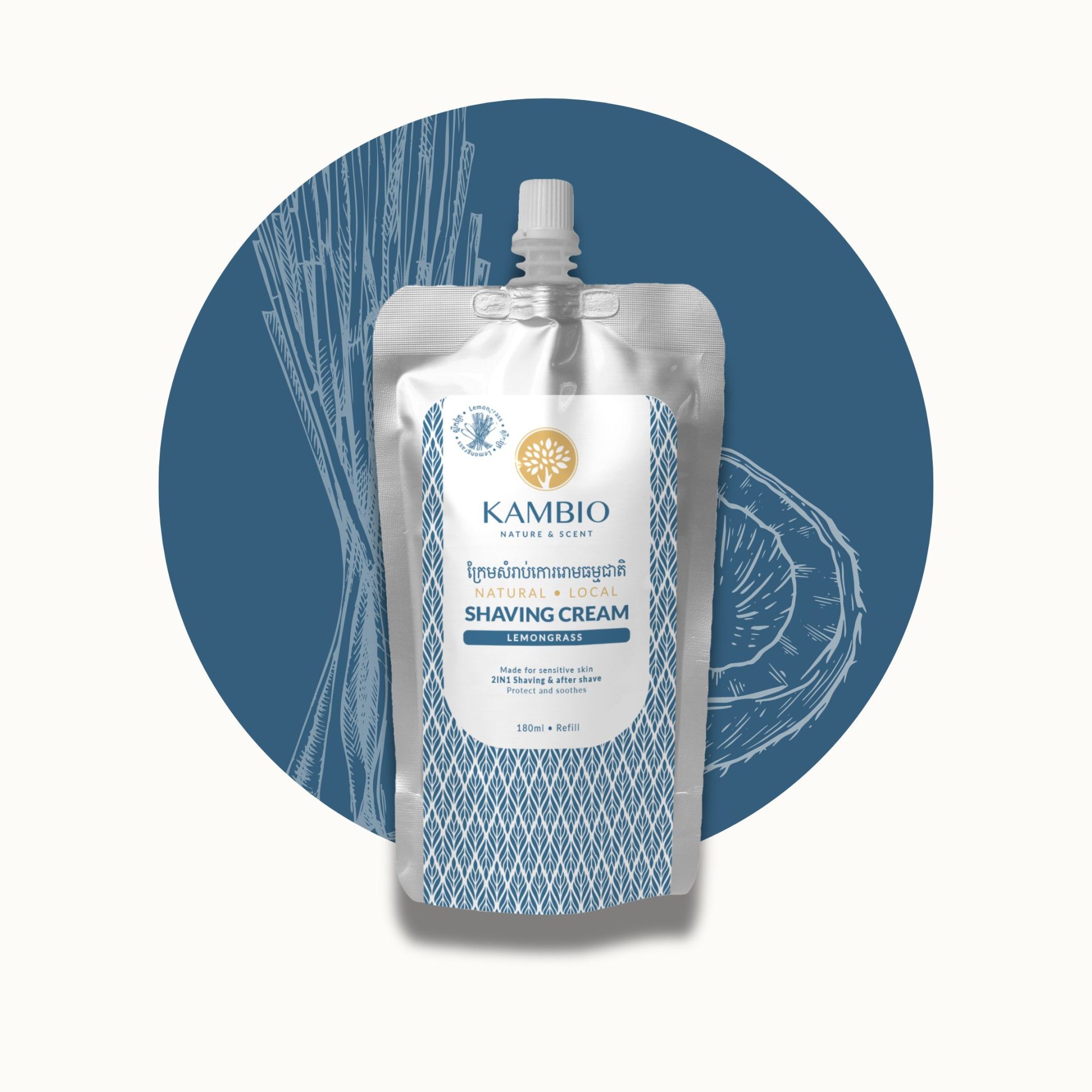 natural shaving cream 200ml refill pouch kambio nature
