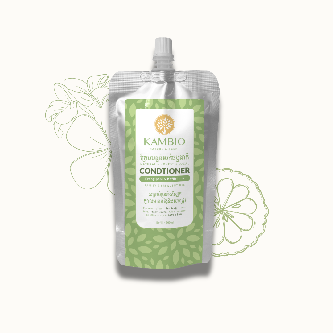 Frangipani kaffir lime conditioner refillable 200ml - Kambio Nature made in Cambodia