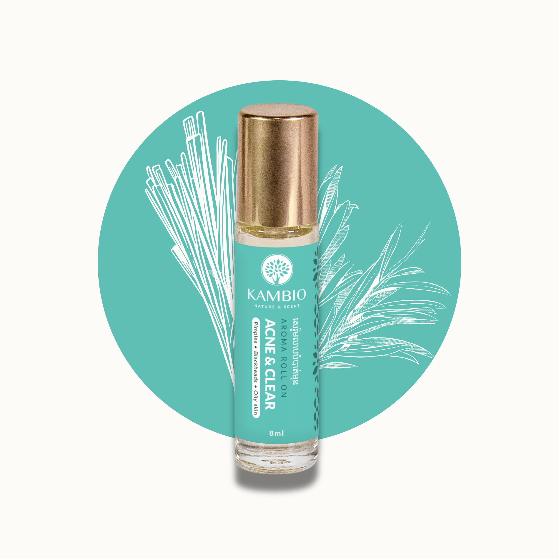 Acne spot treatment roll-on natural essential oils 8ml - Kambio Nature